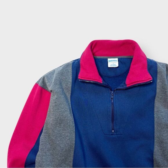 Vtg 90s Cheetah Mervyns 1/4 Zip Color Block Sweatshirt, Dad Oversized XL Heavy - Picture 3 of 5